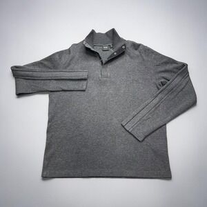 Hugo Boss Mens Regular Fit Charcoal Gray 100% Cotton Quarter Snap Pullover L